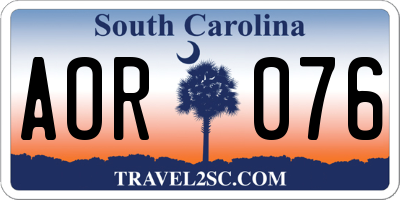 SC license plate AOR076