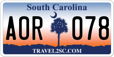 SC license plate AOR078