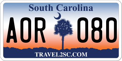 SC license plate AOR080