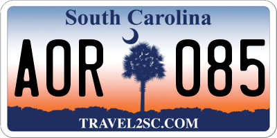SC license plate AOR085