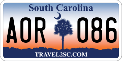 SC license plate AOR086