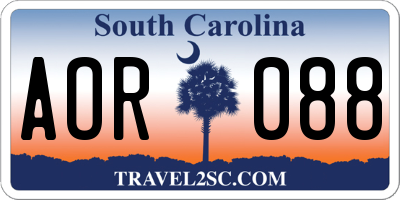SC license plate AOR088