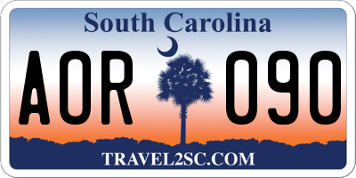 SC license plate AOR090