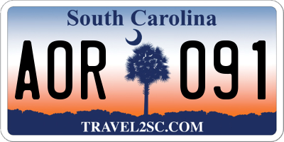 SC license plate AOR091