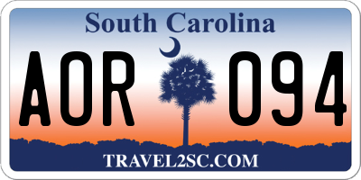 SC license plate AOR094