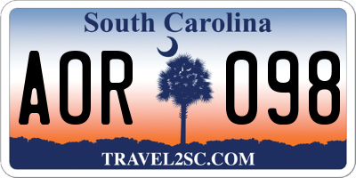 SC license plate AOR098