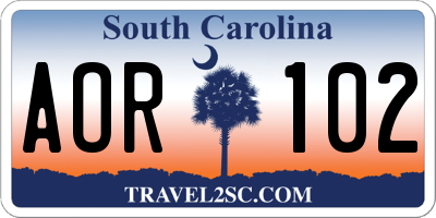 SC license plate AOR102