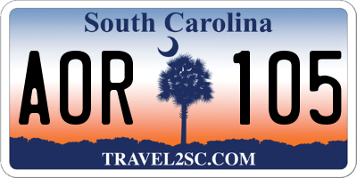 SC license plate AOR105