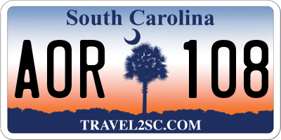 SC license plate AOR108