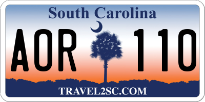 SC license plate AOR110