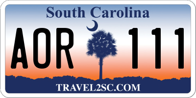 SC license plate AOR111