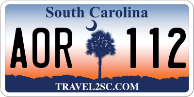 SC license plate AOR112