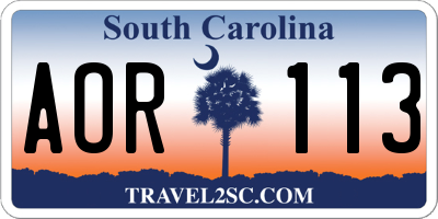 SC license plate AOR113