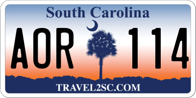 SC license plate AOR114