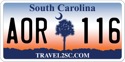 SC license plate AOR116