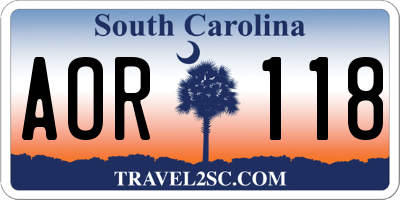 SC license plate AOR118