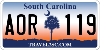 SC license plate AOR119