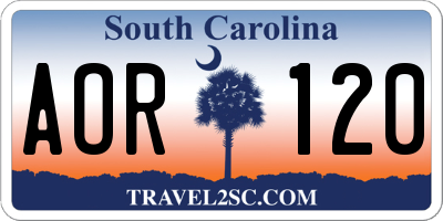 SC license plate AOR120