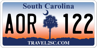 SC license plate AOR122