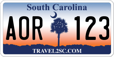 SC license plate AOR123