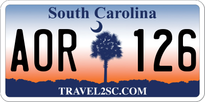 SC license plate AOR126