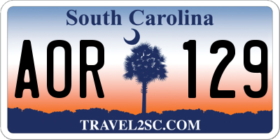 SC license plate AOR129