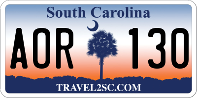 SC license plate AOR130