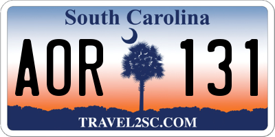 SC license plate AOR131