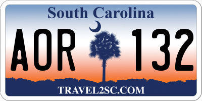 SC license plate AOR132