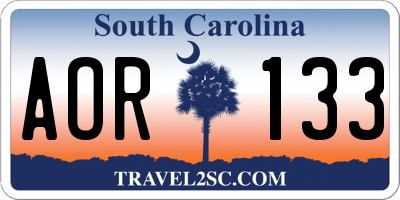 SC license plate AOR133