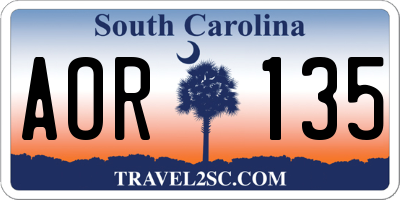 SC license plate AOR135