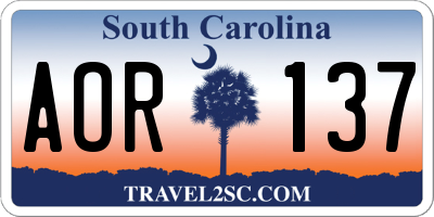 SC license plate AOR137