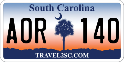 SC license plate AOR140