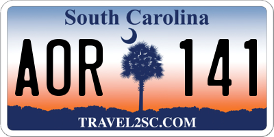 SC license plate AOR141