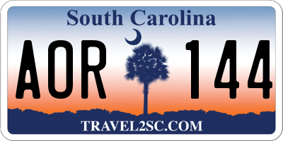 SC license plate AOR144