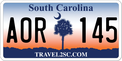 SC license plate AOR145