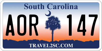 SC license plate AOR147