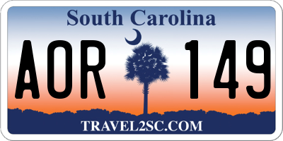 SC license plate AOR149