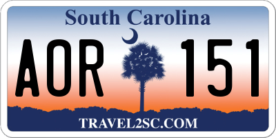 SC license plate AOR151