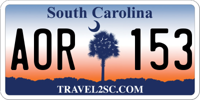 SC license plate AOR153