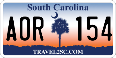 SC license plate AOR154