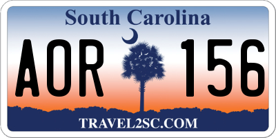 SC license plate AOR156