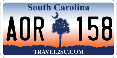 SC license plate AOR158