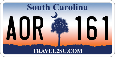 SC license plate AOR161