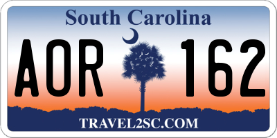 SC license plate AOR162