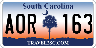 SC license plate AOR163