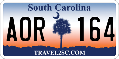 SC license plate AOR164
