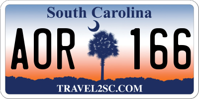 SC license plate AOR166
