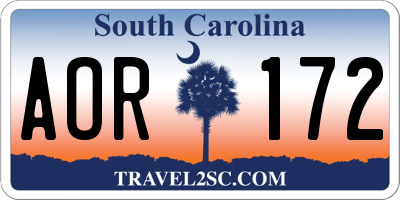 SC license plate AOR172