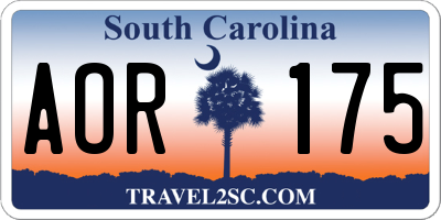 SC license plate AOR175